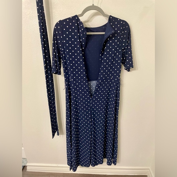 Anne Klein Polka Dot Midi Dress - Size 4 - Navy and White - New Without Tags - Picture 8 of 10